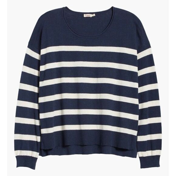 Faherty Blue White Striped Linen Blend Long Sleeve Shirt NWT Size Extra Small - Picture 1 of 7